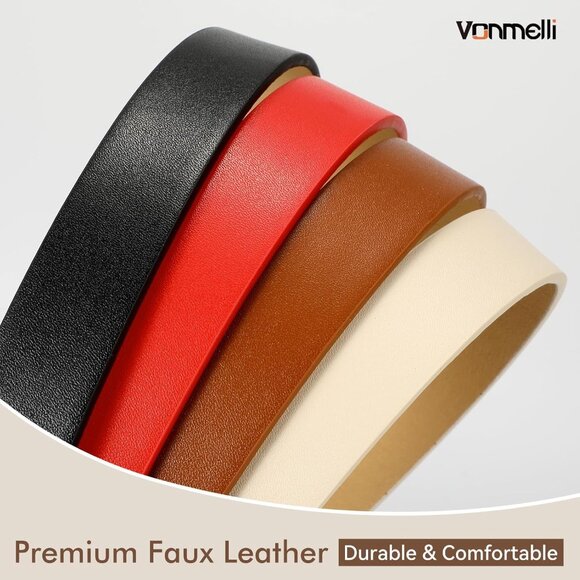 4 Pack Women's Thin Leather Belt Waist Belts  Jeans Dress with Gold Buckle 6 - Picture 3 of 6